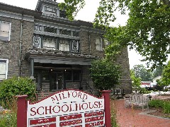 MIlford Schoolhouse; Headquarters of Milford Magazine where Ben works as an associate editor; PA Trips